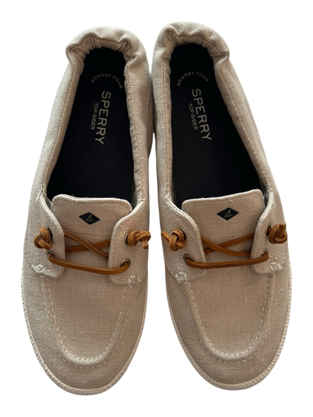 Sperry Beige Canvas Slip-On Boat Shoes Women’s Size 11